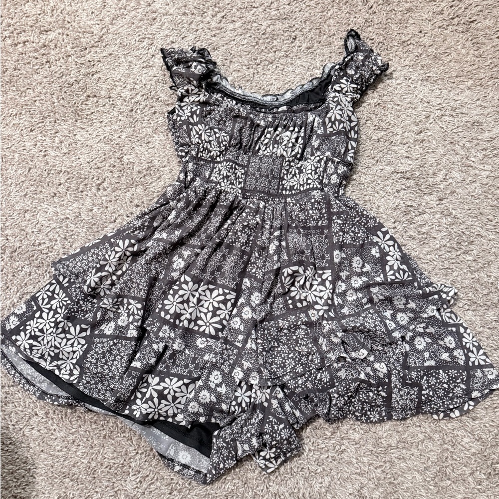 Urban Outfitters Black and White Floral Jumpsuit